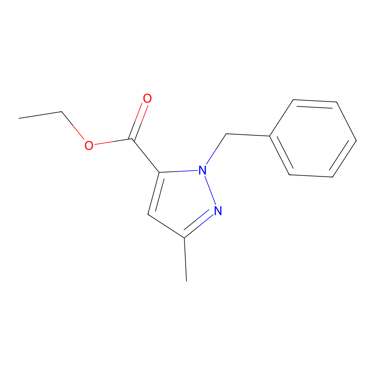Ethyl 1-benzyl-3-methyl-1H-pyrazole-5-carboxylate molecular structure, CAS 17607-79-3