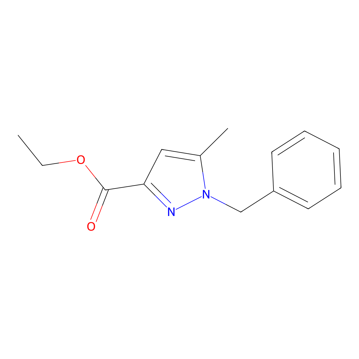 ethyl 1-benzyl-5-methyl-1H-pyrazole-3-carboxylate molecular structure, CAS 17607-81-7