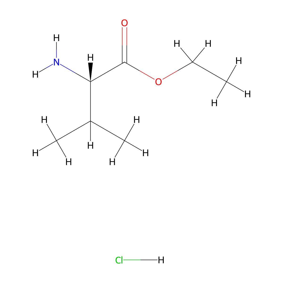 Ethyl L-valinate hydrochloride molecular structure, CAS 17609-47-1