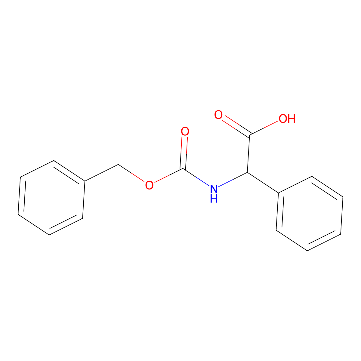 (R)-(((Phenylmethoxy)carbonyl)amino)phenylacetic acid molecular structure, CAS 17609-52-8