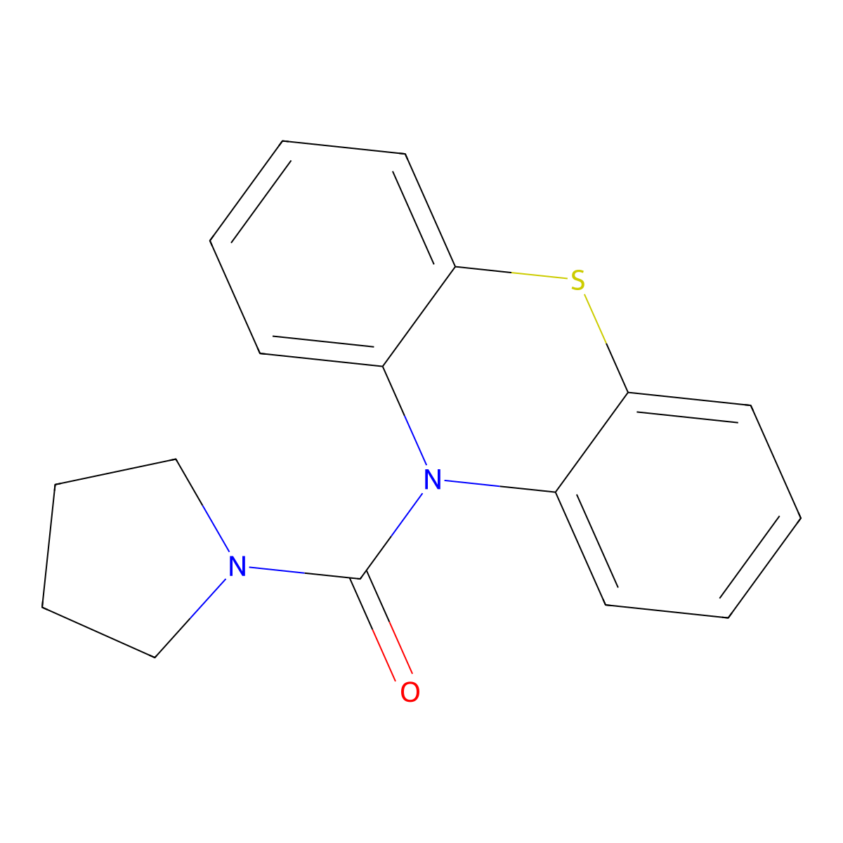 Phenothiazin-10-yl(pyrrolidin-1-yl)methanone molecular structure, CAS 176092-22-1