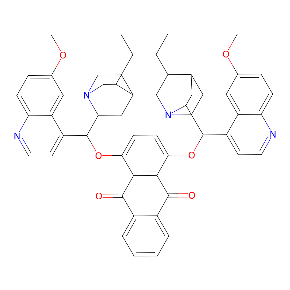 Hydroquinine anthraquinone-1,4-diyl diether molecular structure, CAS 176097-24-8