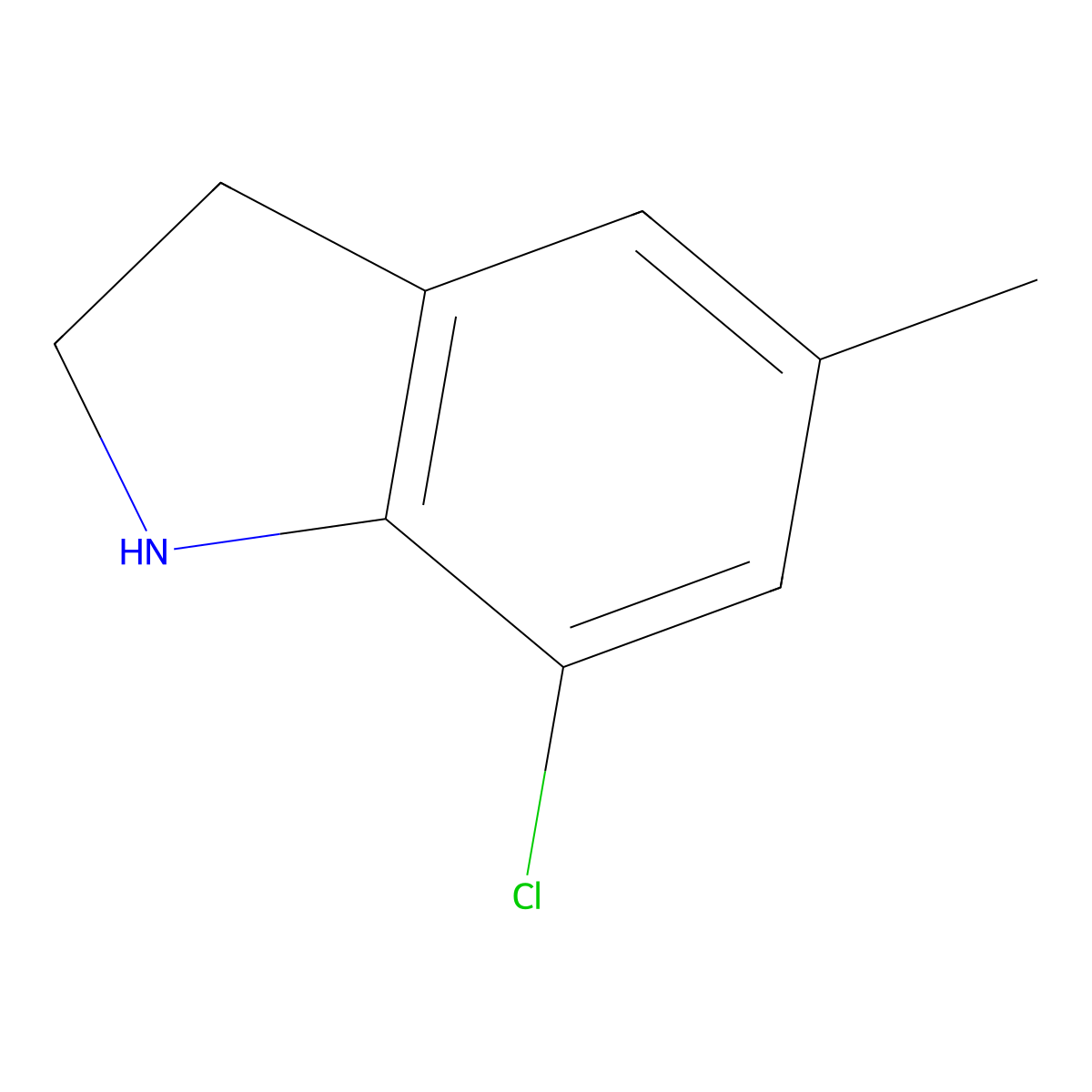7-chloro-5-methyl-2,3-dihydro-1H-indole molecular structure, CAS 176097-90-8