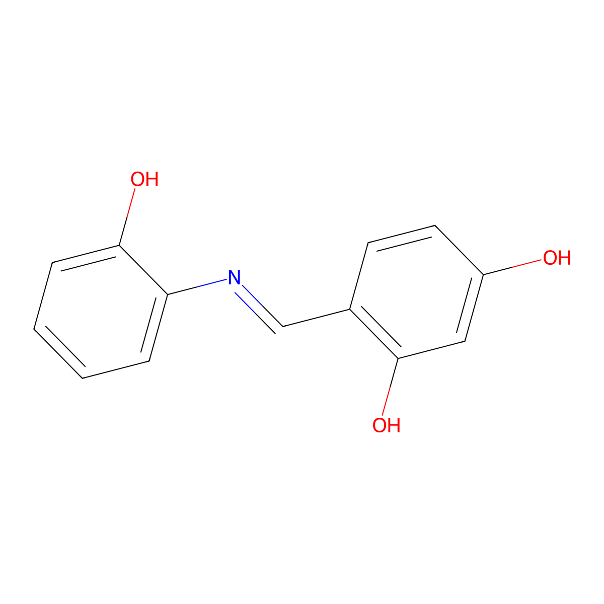 Benzene-1,3-diol, 4-(2-hydroxyphenyliminomethyl)- molecular structure, CAS 1761-59-7