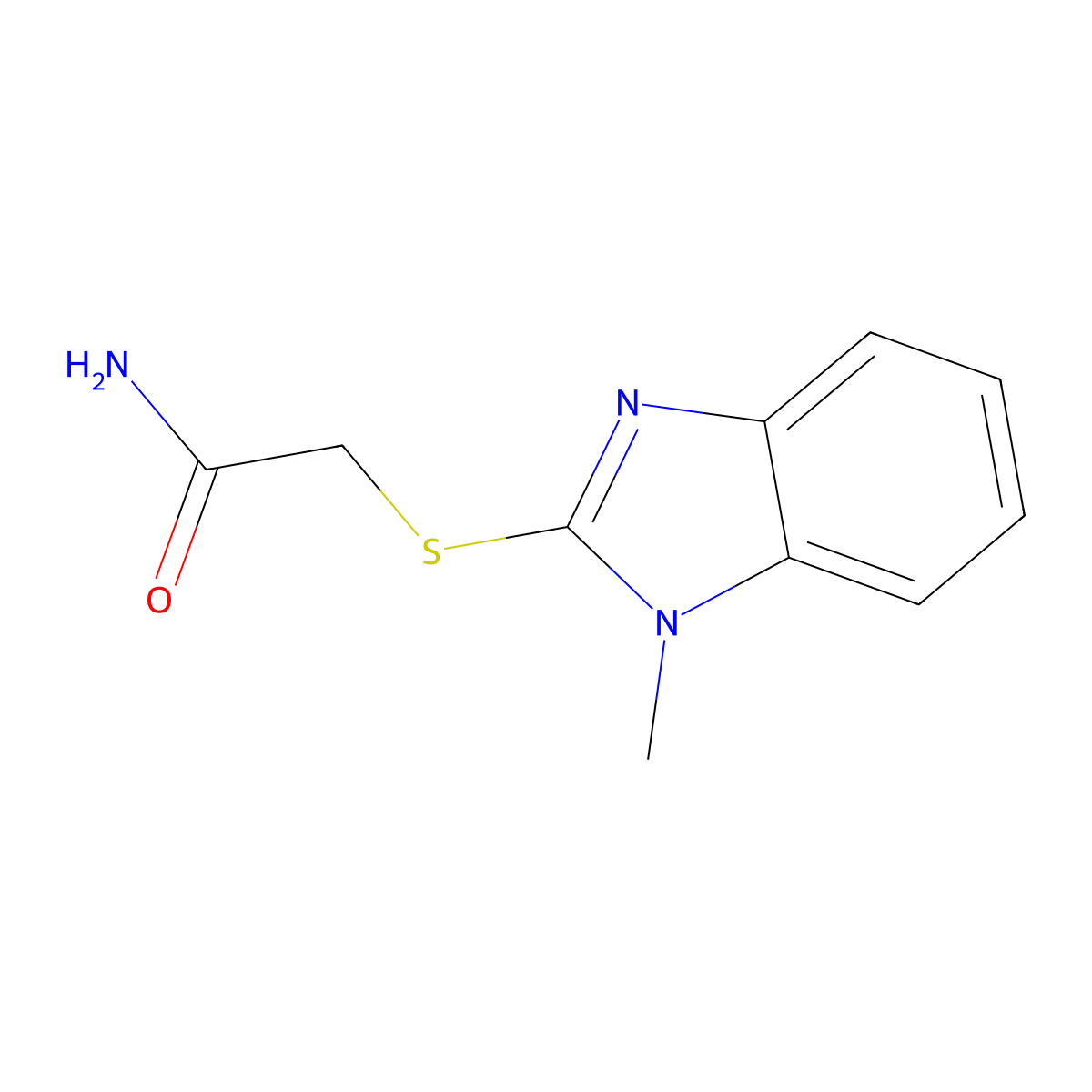 2-(1-Methylbenzimidazol-2-ylthio)acetamide molecular structure, CAS 176103-67-6