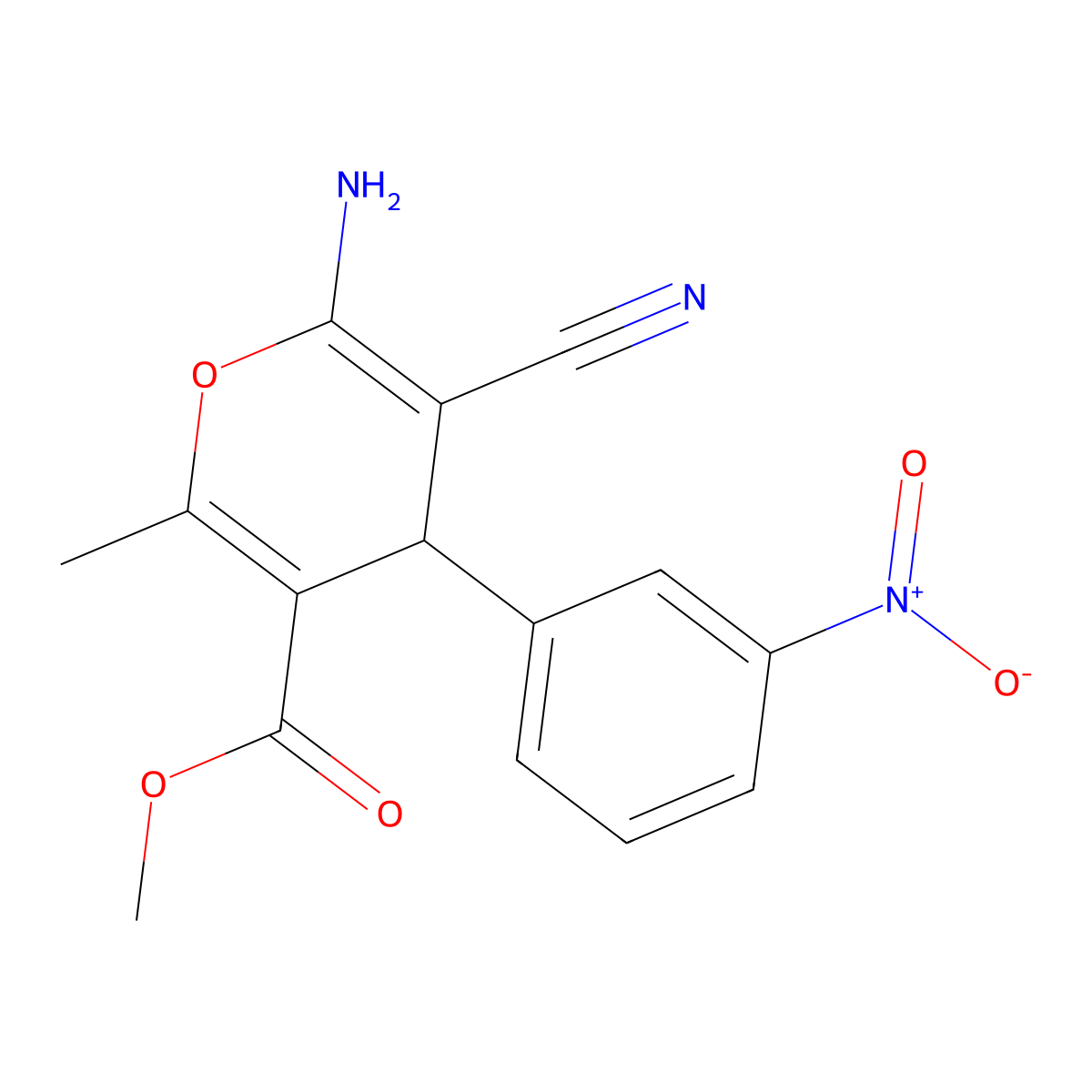 methyl 6-amino-5-cyano-2-methyl-4-(3-nitrophenyl)-4H-pyran-3-carboxylate molecular structure, CAS 176106-08-4
