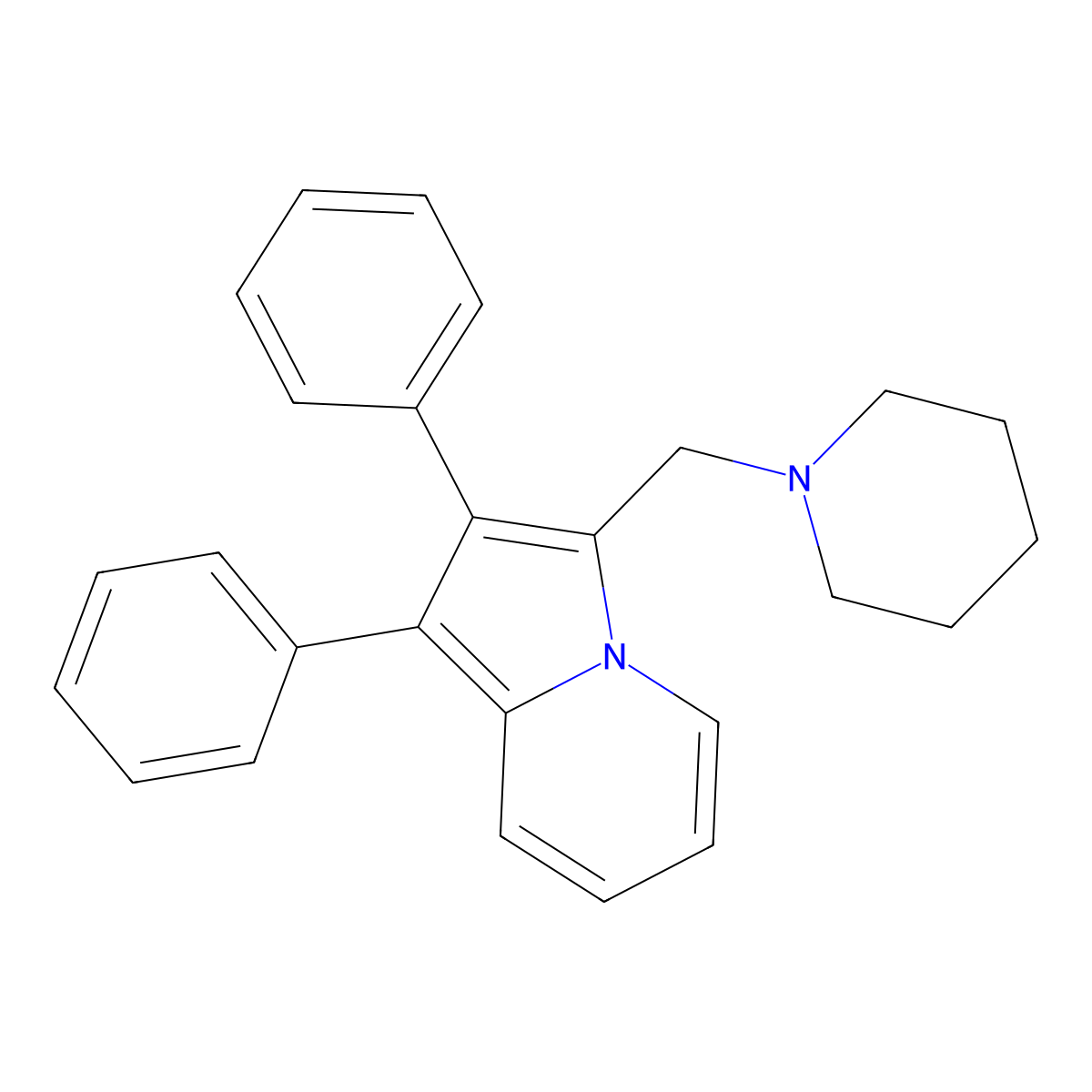 1,2-Diphenyl-3-(piperidin-1-ylmethyl)indolizine molecular structure, CAS 17613-30-8