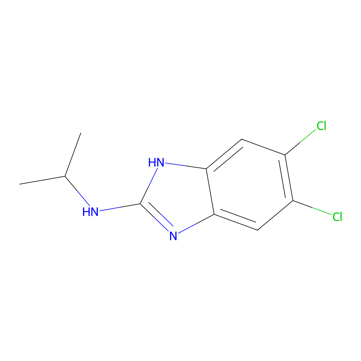 5,6-dichloro-N-isopropyl-1H-benzo[d]imidazol-2-amine molecular structure, CAS 176161-55-0