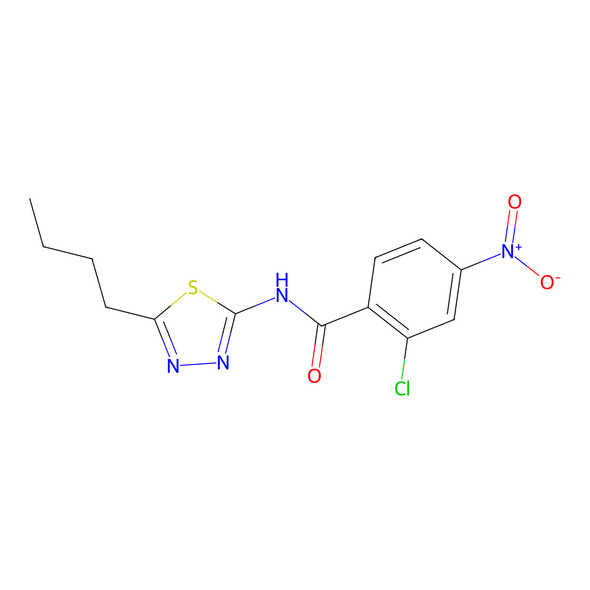 N-(5-butyl-1,3,4-thiadiazol-2-yl)-2-chloro-4-nitrobenzamide molecular structure, CAS 176165-75-6