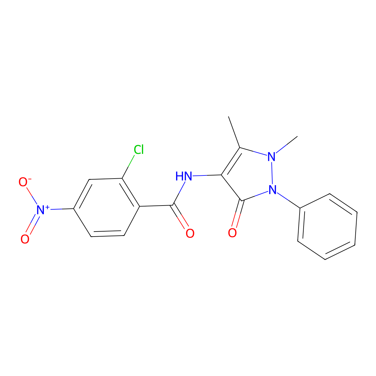 2-chloro-N-(1,5-dimethyl-3-oxo-2-phenyl-2,3-dihydro-1H-pyrazol-4-yl)-4-nitrobenzamide molecular structure, CAS 176165-78-9