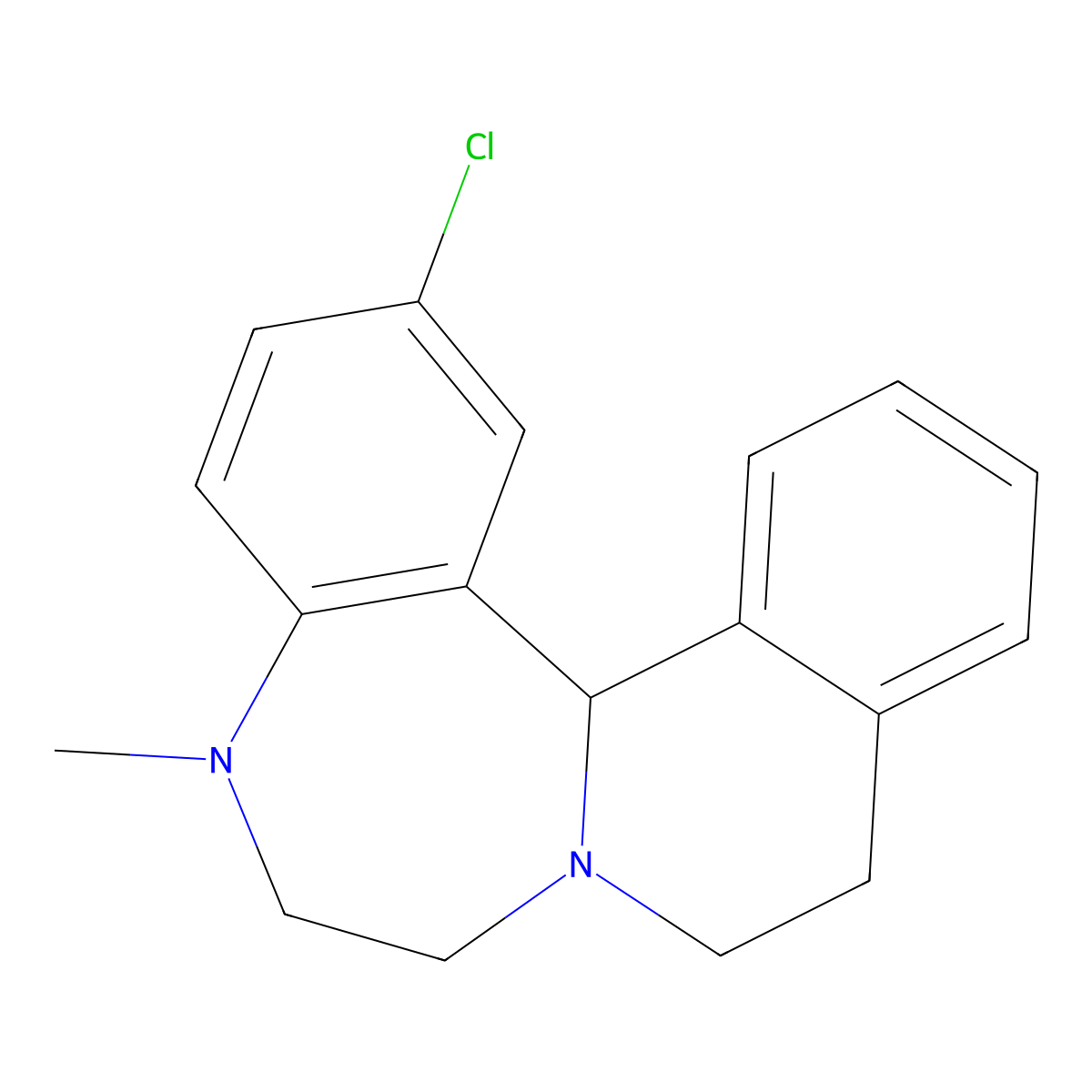 2-Chloro-5,6,7,9,10,14B-hexahydro-5-methylisoquino(2,1-D)(1,4)benzodiazepine molecular structure, CAS 17617-11-7