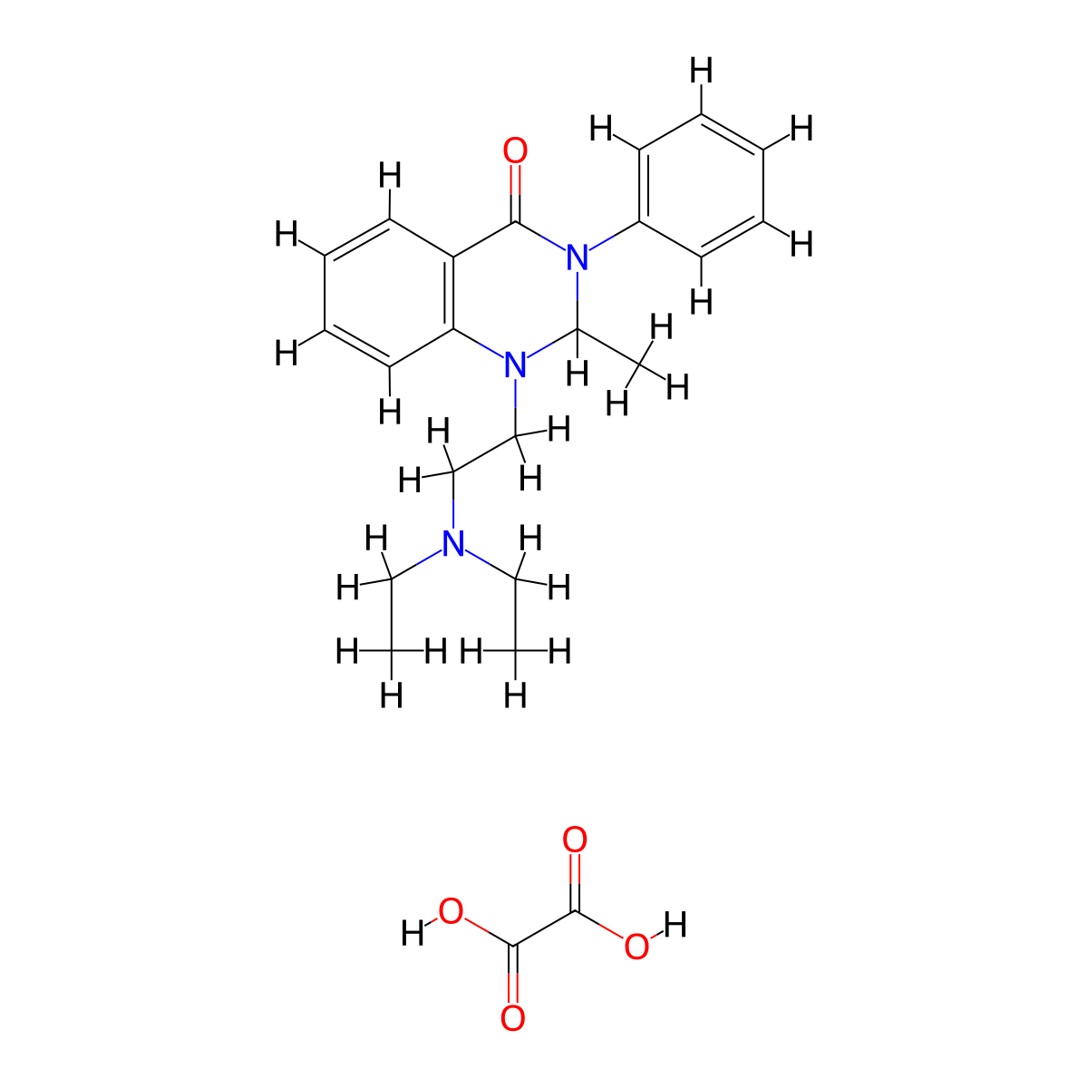 4-Quinazolinone, 1,2,3,4-tetrahydro-1-diethylaminoethyl-2-methyl-3-phenyl-, oxalate molecular structure, CAS 17617-13-9