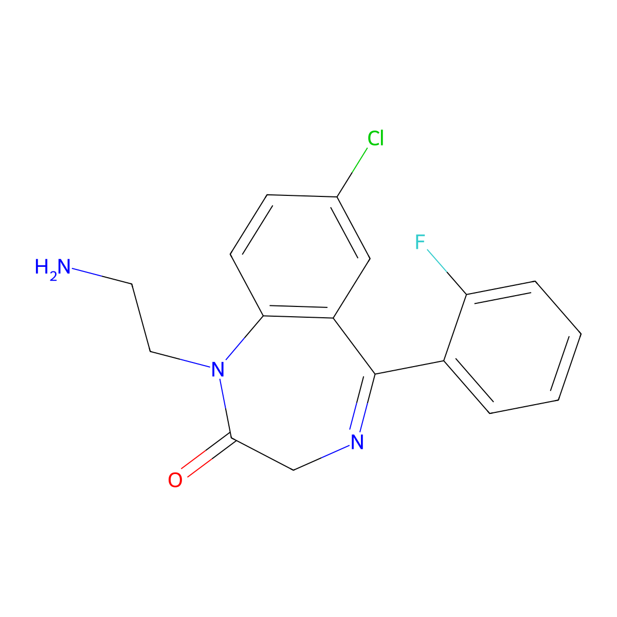 Didesethylflurazepam molecular structure, CAS 17617-59-3