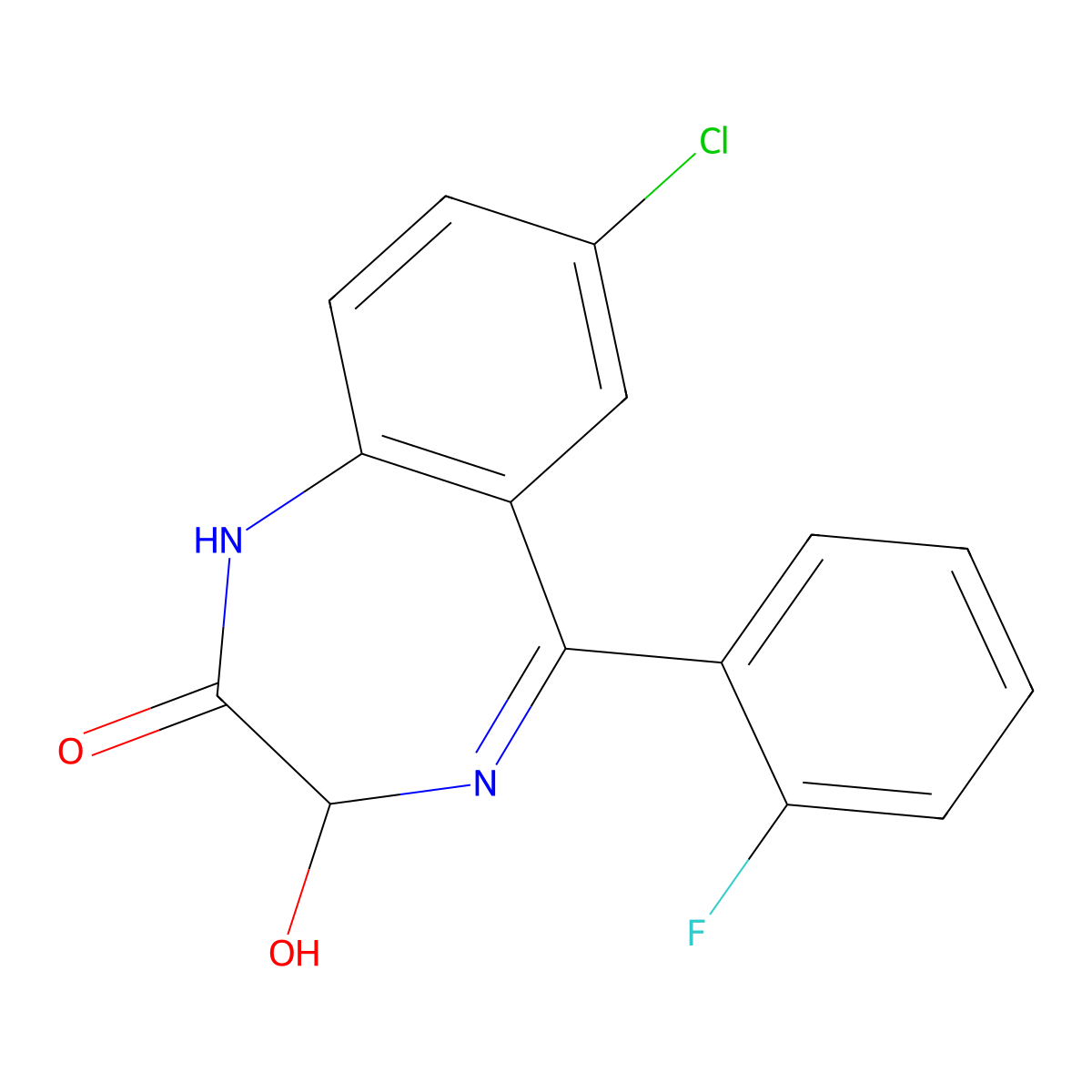 N-Desalkyl-3-hydroxyflurazepam molecular structure, CAS 17617-60-6