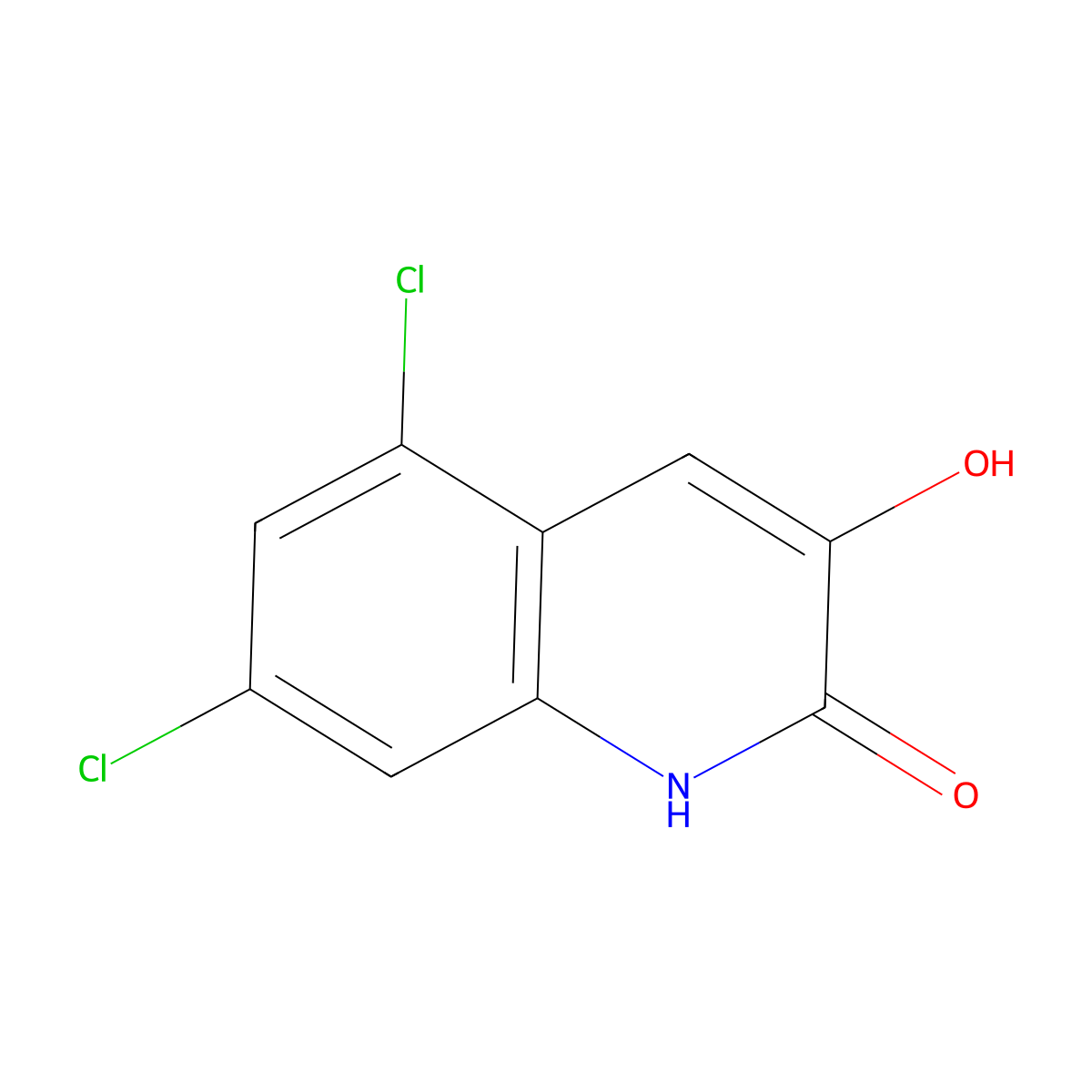 5,7-dichloro-3-hydroxyquinolin-2(1H)-one molecular structure, CAS 176170-12-0