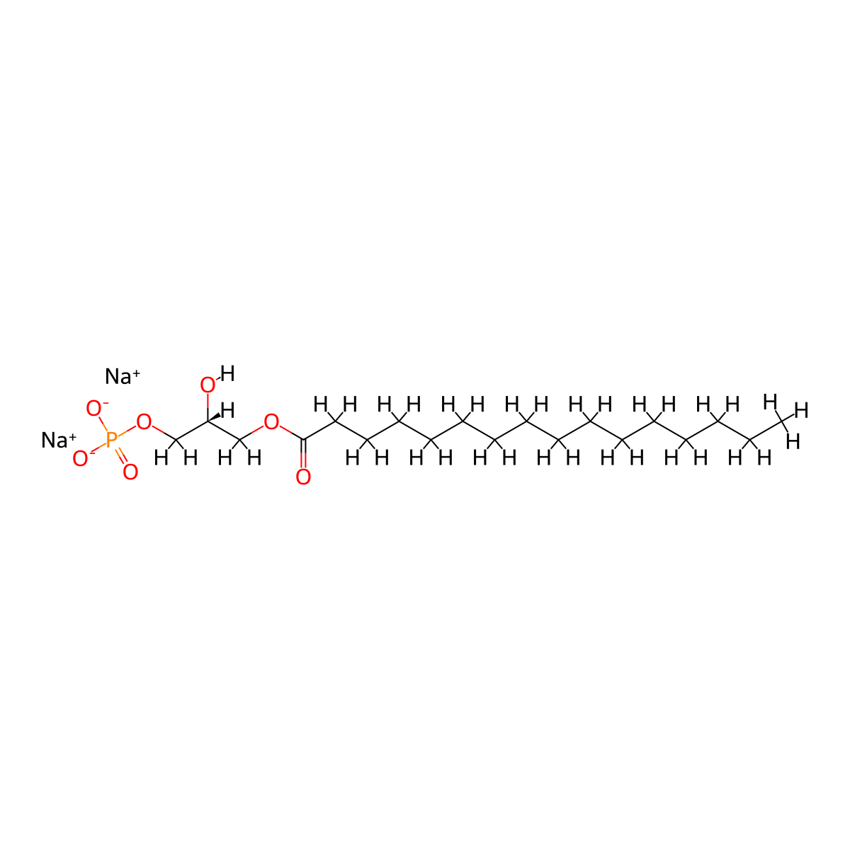 (2R)-2-Hydroxy-3-(phosphonooxy)propyl hexadecanoate sodium salt molecular structure, CAS 17618-08-5