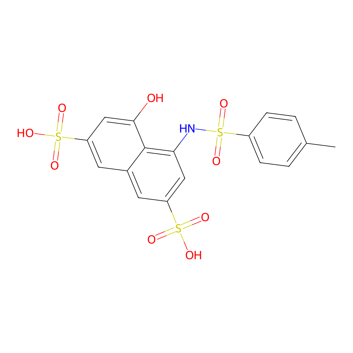 2,7-Naphthalenedisulfonic acid, 4-hydroxy-5-(((4-methylphenyl)sulfonyl)amino)- molecular structure, CAS 17618-71-2
