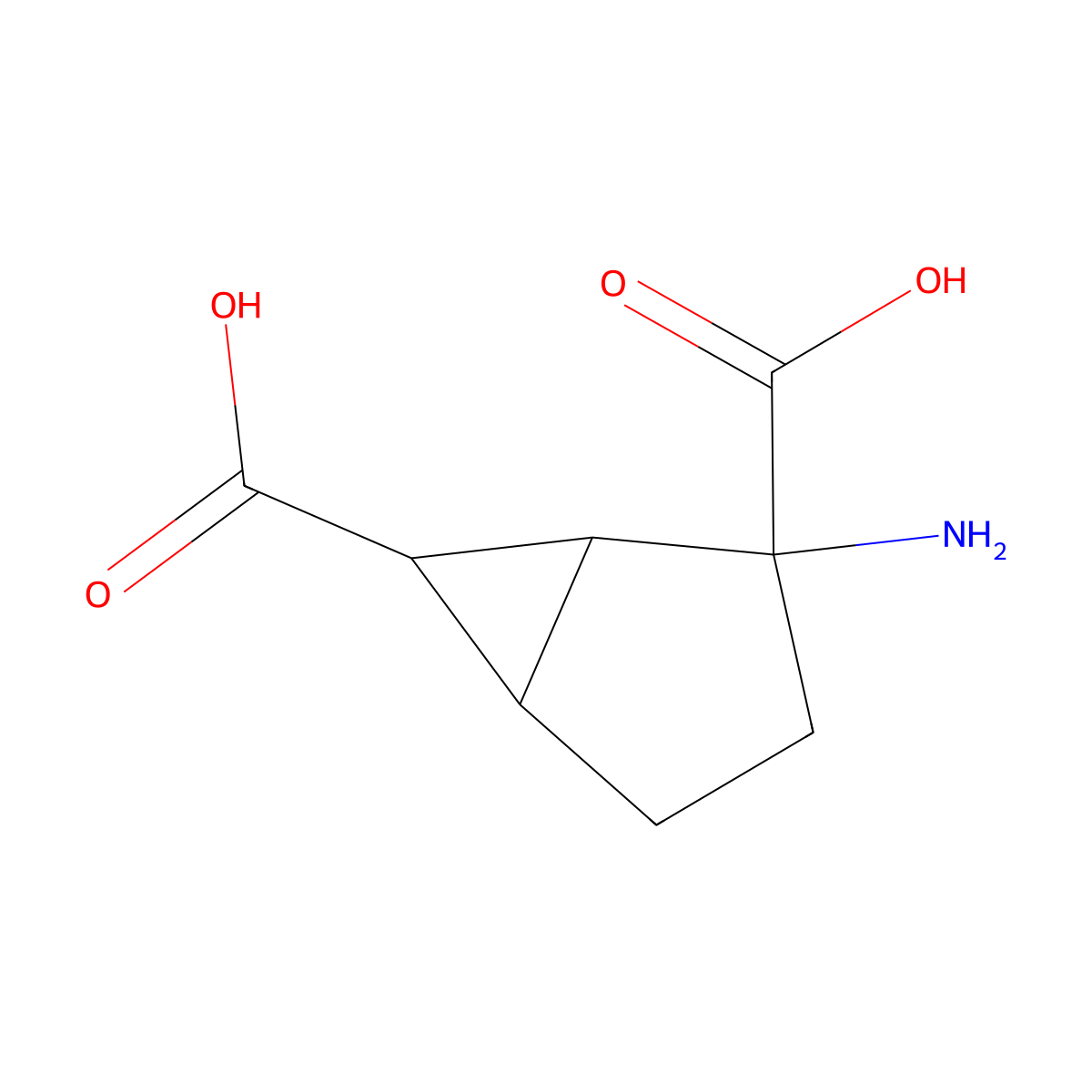 (+)-2-Aminobicyclo(3.1.0)hexane-2,6-dicarboxylic acid molecular structure, CAS 176199-48-7