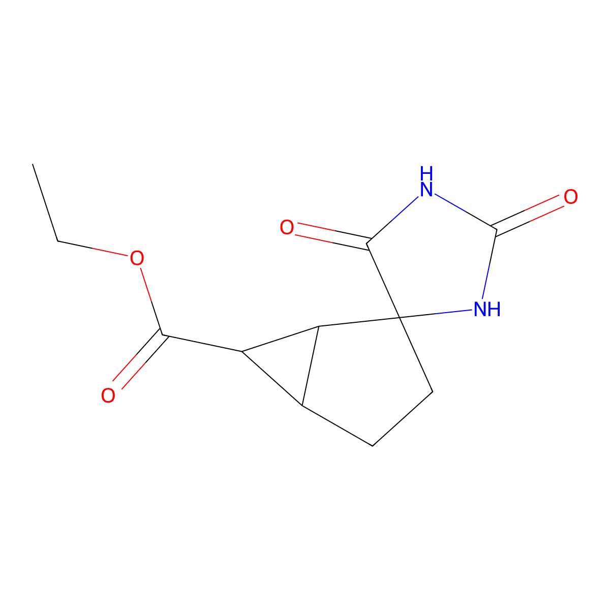Ethyl 2',5'-dioxospiro[bicyclo[3.1.0]hexane-2,4'-imidazolidine]-6-carboxylate molecular structure, CAS 176199-51-2