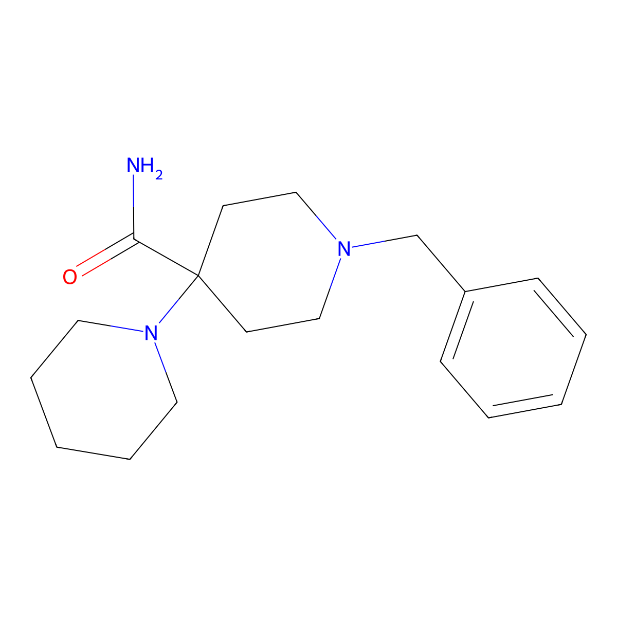 1-Benzyl-4-carbamoyl-4-piperidinopiperidine molecular structure, CAS 1762-50-1