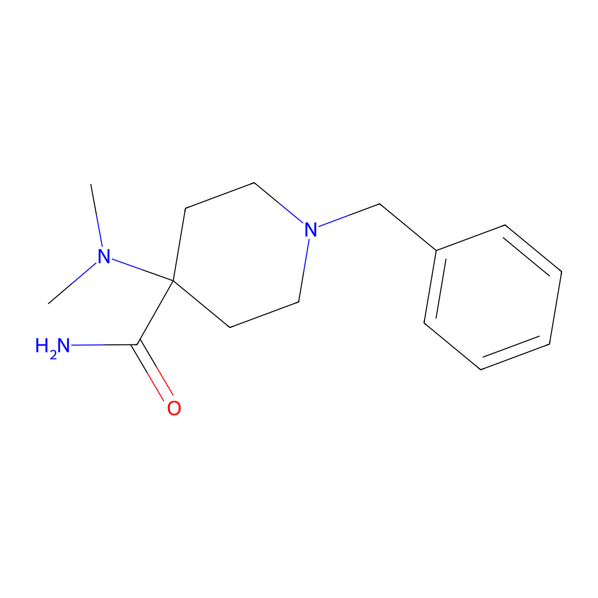 1-Benzyl-4-(dimethylamino)piperidine-4-carboxamide molecular structure, CAS 1762-51-2