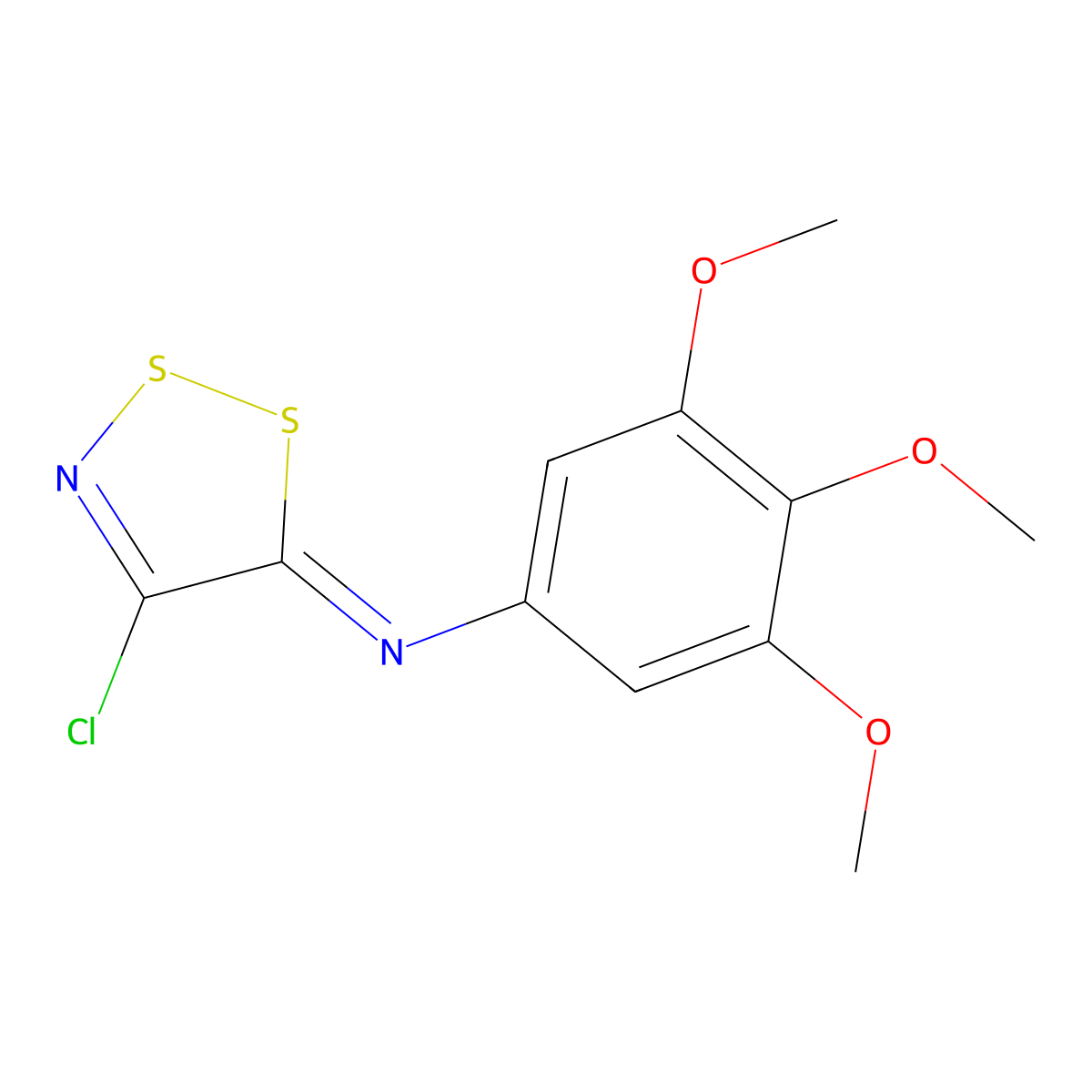 4-chloro-N-(3,4,5-trimethoxyphenyl)-5-dithiazolimine molecular structure, CAS 176212-42-3