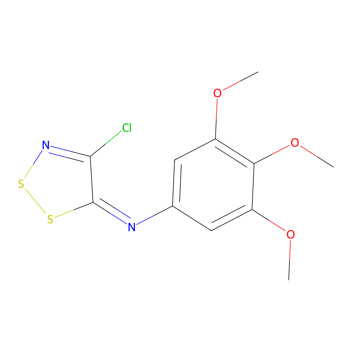 4-chloro-N-(3,4,5-trimethoxyphenyl)-5-dithiazolimine molecular structure, CAS 176212-42-3