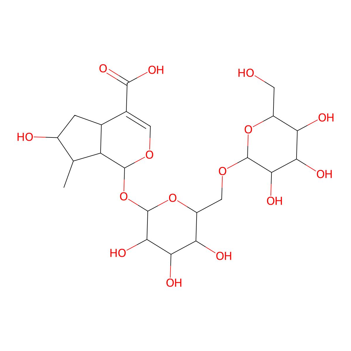 Loganic acid 6'-glucoside molecular structure, CAS 176226-39-4