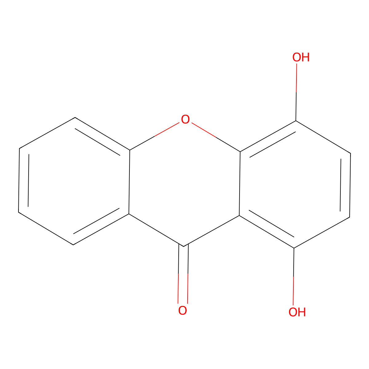 9H-Xanthen-9-one, 1,4-dihydroxy- molecular structure, CAS 17623-99-3