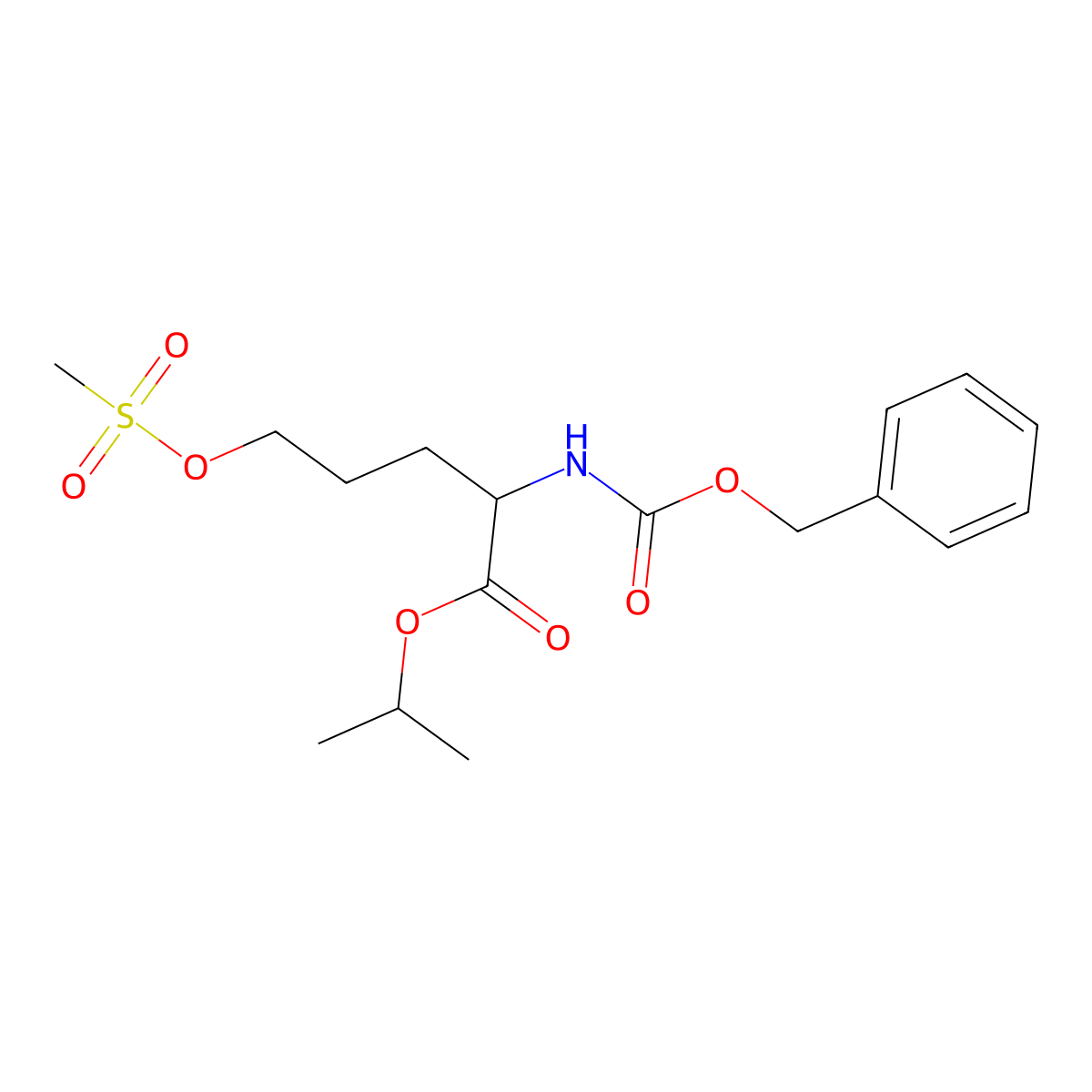 (S)-Isopropyl 2-(((benzyloxy)carbonyl)amino)-5-((methylsulfonyl)oxy)pentanoate molecular structure, CAS 176237-45-9