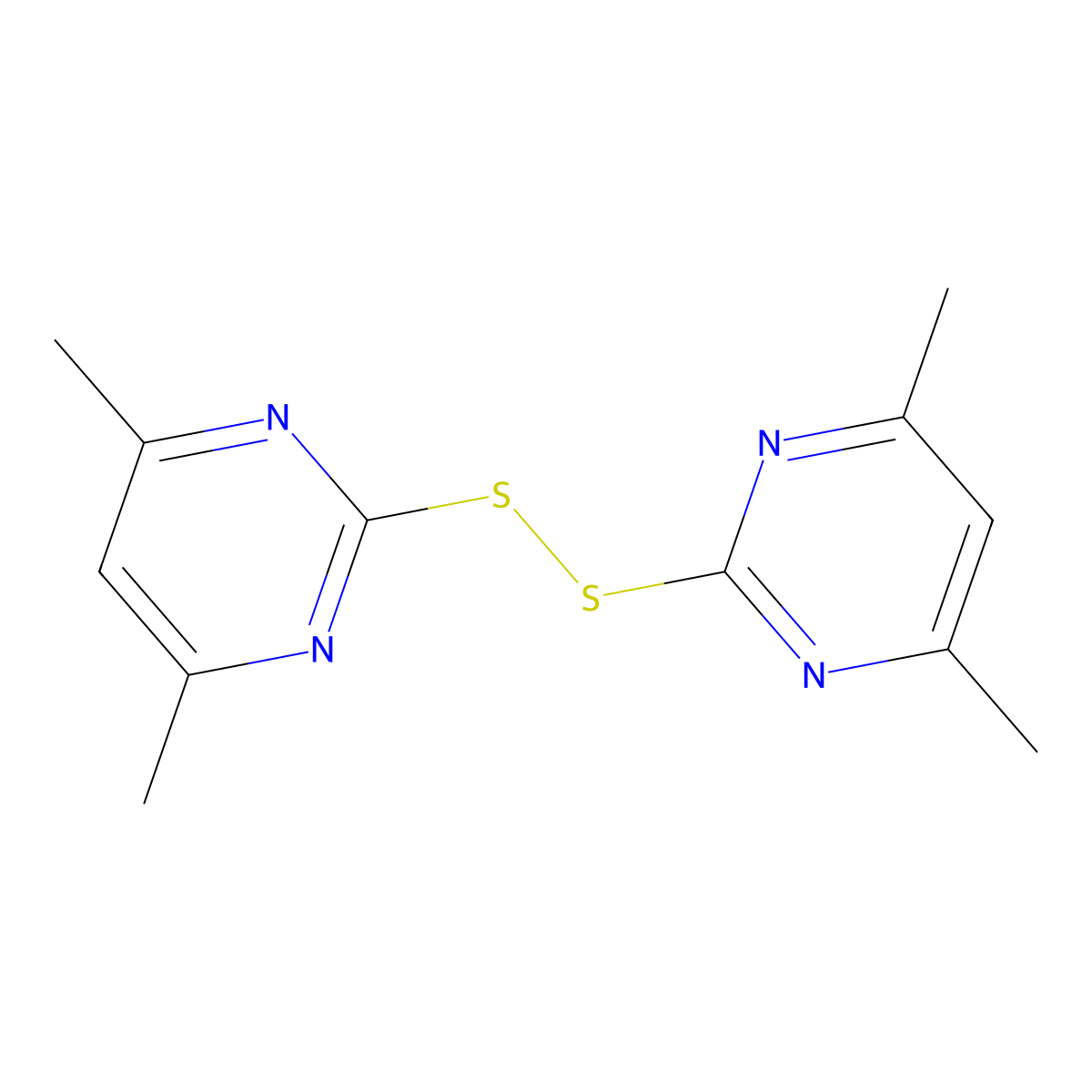 2-[(4,6-Dimethylpyrimidin-2-yl)disulfanyl]-4,6-dimethylpyrimidine molecular structure, CAS 17624-79-2