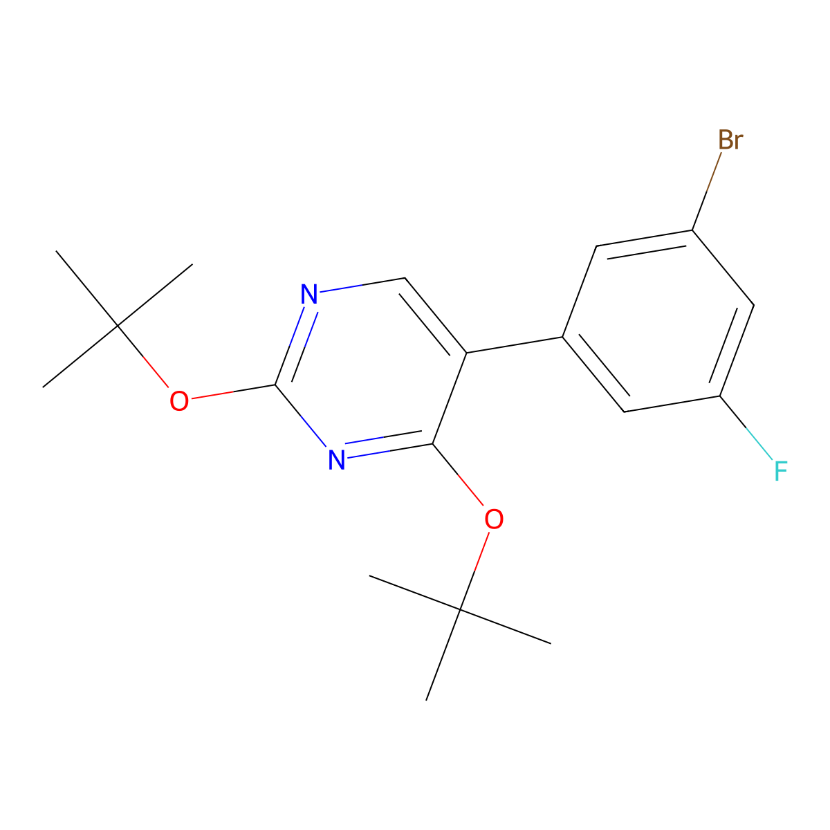 5-(3-Bromo-5-fluorophenyl)-2,4-ditert-butoxypyrimidine molecular structure, CAS 176250-07-0
