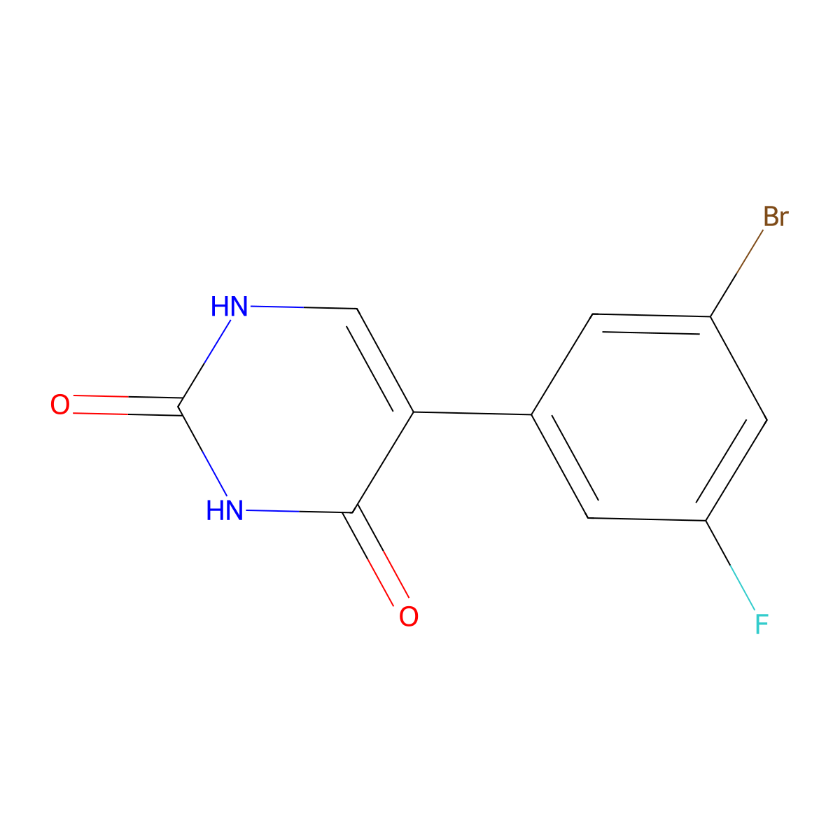 5-(3-bromo-5-fluorophenyl)-1H-pyrimidine-2,4-dione molecular structure, CAS 176250-14-9