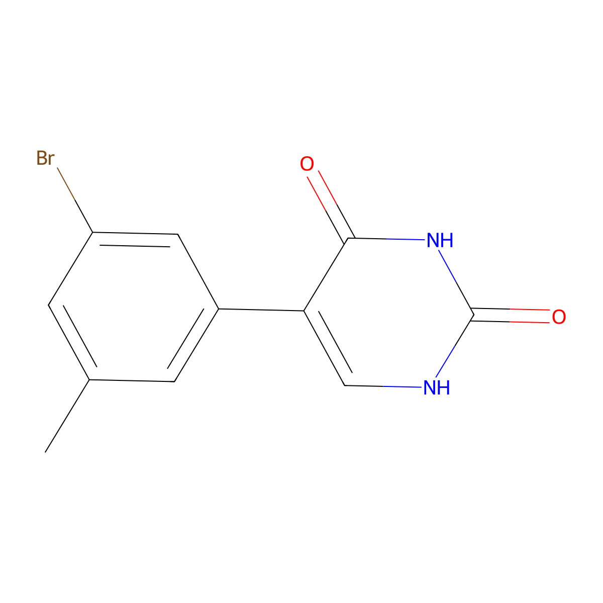 5-(3-bromo-5-methylphenyl)-1H-pyrimidine-2,4-dione molecular structure, CAS 176250-15-0