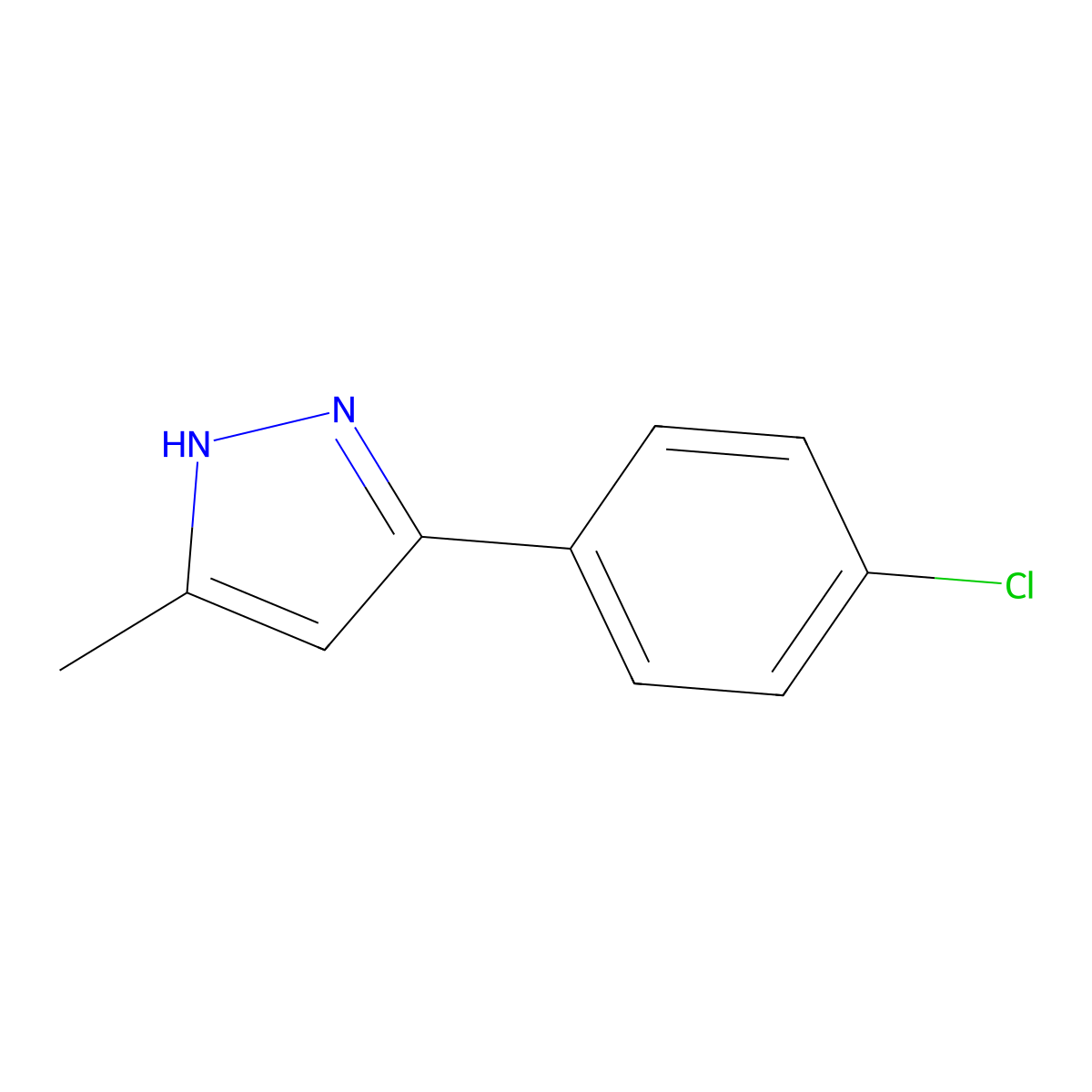 3-(4-Chlorophenyl)-5-methyl-1H-pyrazole molecular structure, CAS 17629-27-5