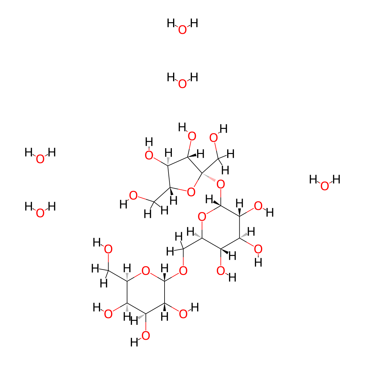 Raffinose, pentahydrate molecular structure, CAS 17629-30-0