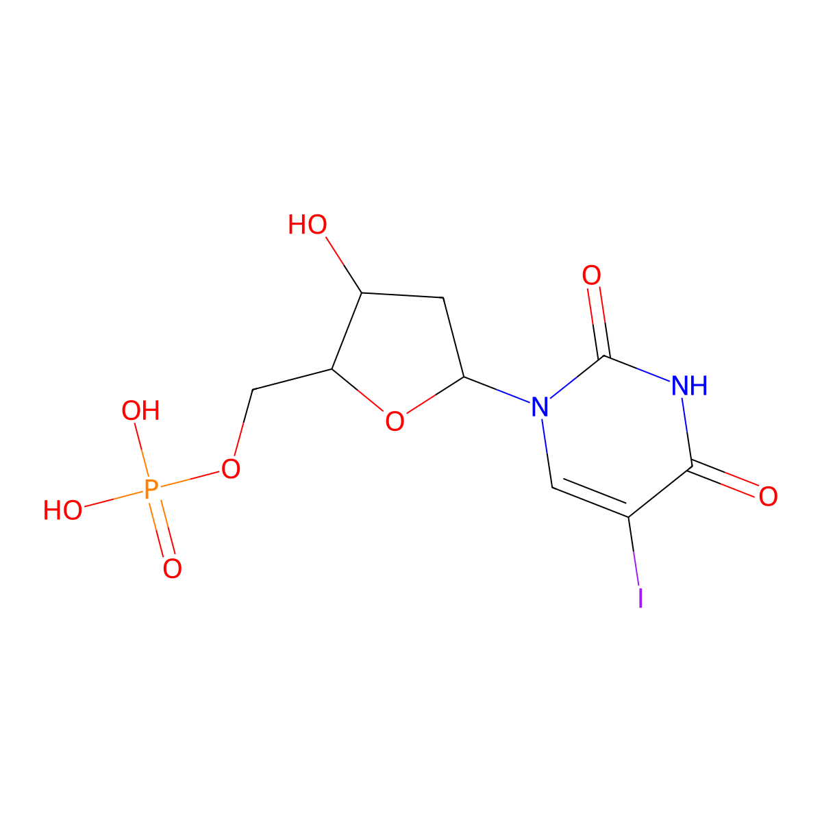 5-Iodo-2'-deoxyuridine 5'-monophosphate molecular structure, CAS 1763-02-6