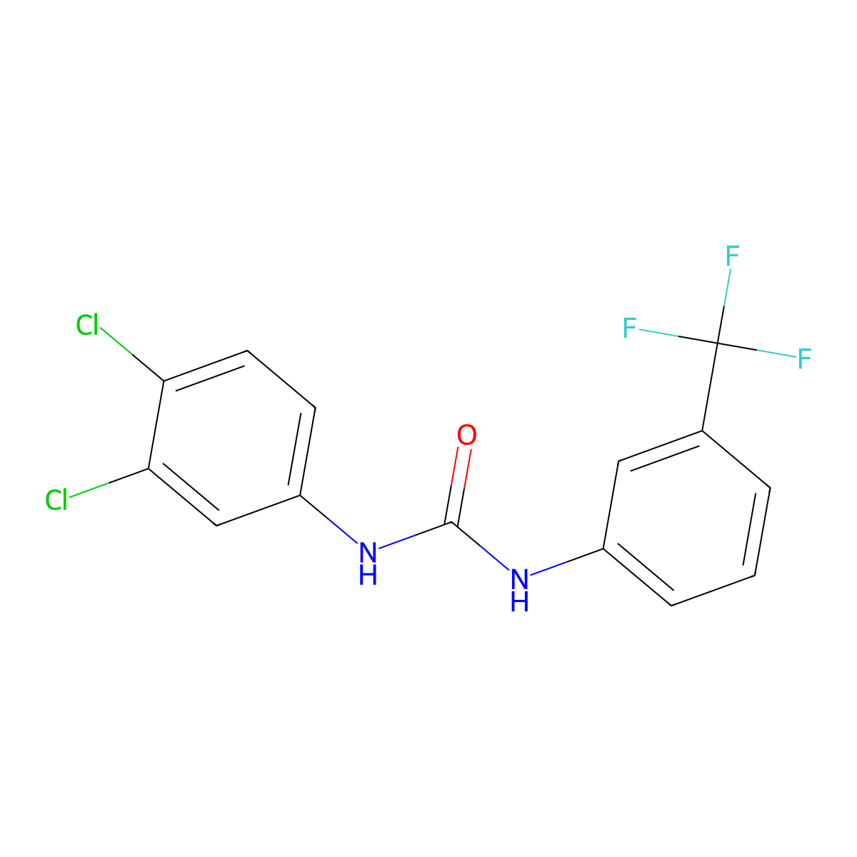 1-(3,4-Dichlorophenyl)-3-[3-(trifluoromethyl)phenyl]urea molecular structure, CAS 1763-78-6