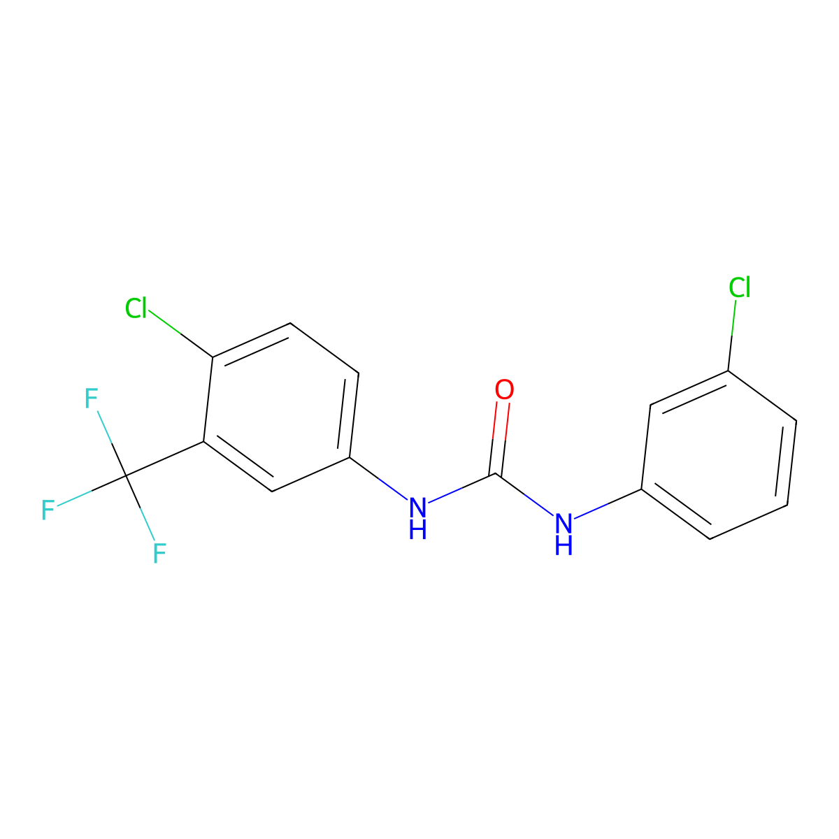 1-(3-Chlorophenyl)-3-[4-chloro-3-(trifluoromethyl)phenyl]urea molecular structure, CAS 1763-79-7