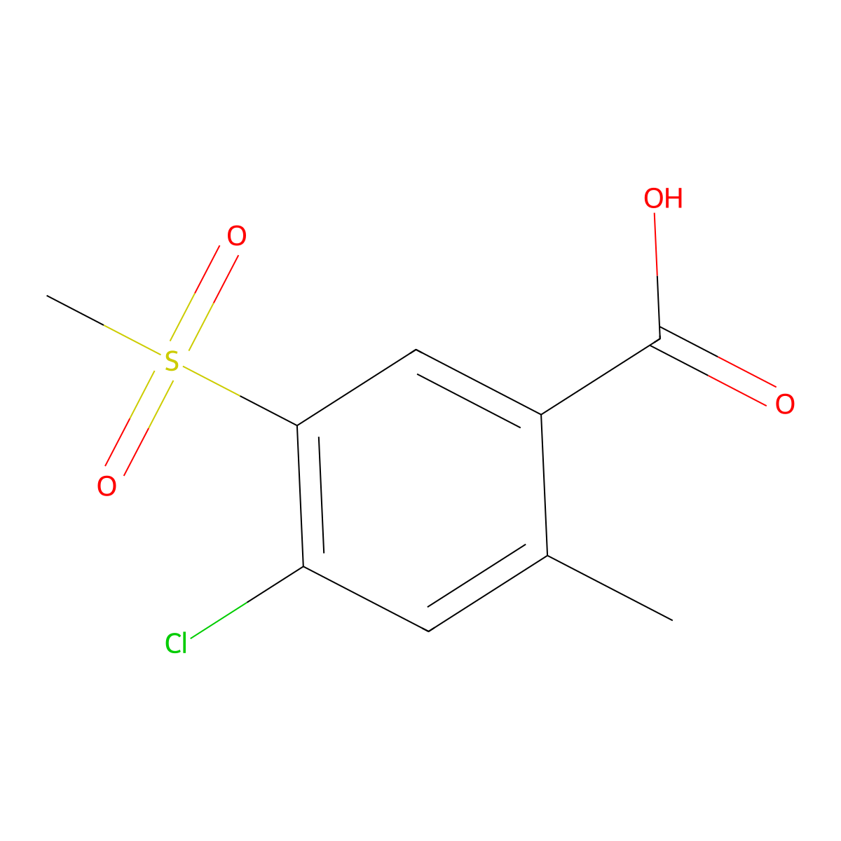 4-chloro-2-methyl-5-(methylsulfonyl)Benzoic acid molecular structure, CAS 176309-00-5