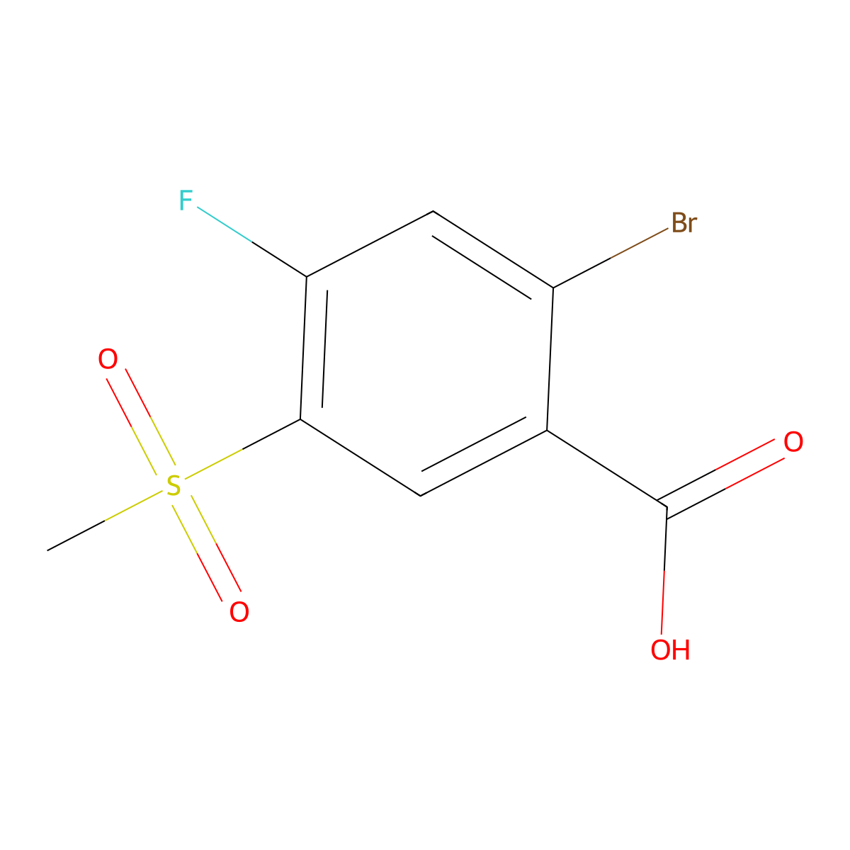 2-Bromo-4-fluoro-5-methylsulphonylbenzoic acid molecular structure, CAS 176309-01-6