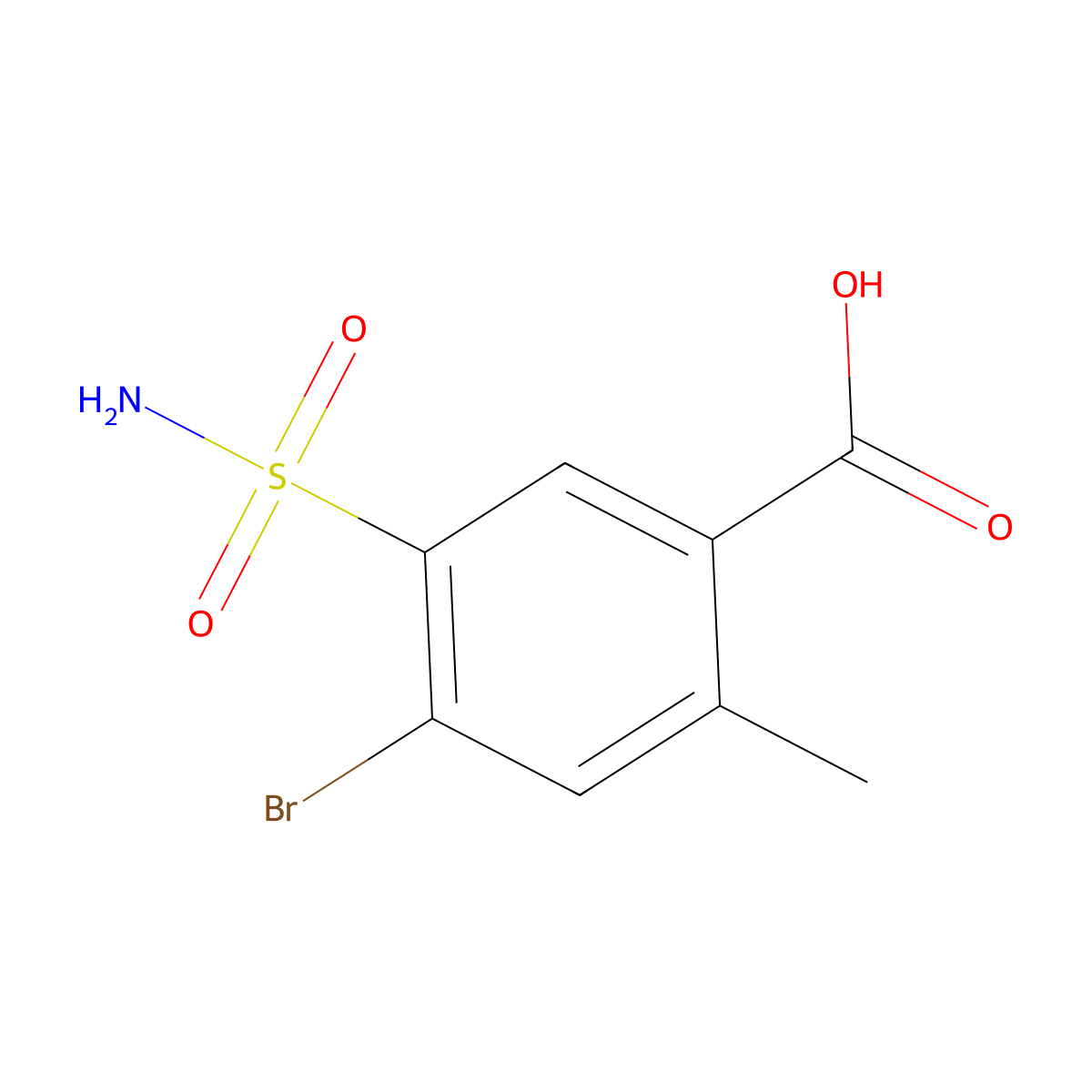 4-Bromo-2-methyl-5-sulfamoylbenzoic acid molecular structure, CAS 176309-03-8