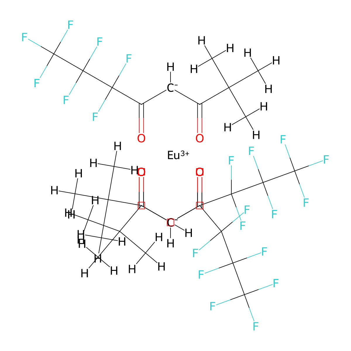 Tris(6,6,7,7,8,8,8-heptafluoro-2,2-dimethyl-3,5-octanedionato-kappaO3,kappaO5)europium molecular structure, CAS 17631-68-4