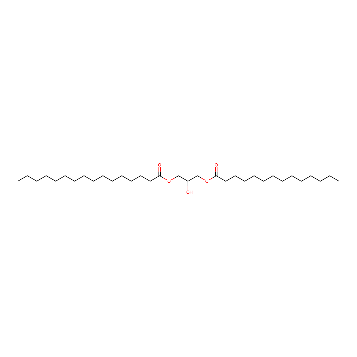 Hexadecanoic acid, 2-hydroxy-3-[(1-oxotetradecyl)oxy]propyl ester molecular structure, CAS 17637-37-5