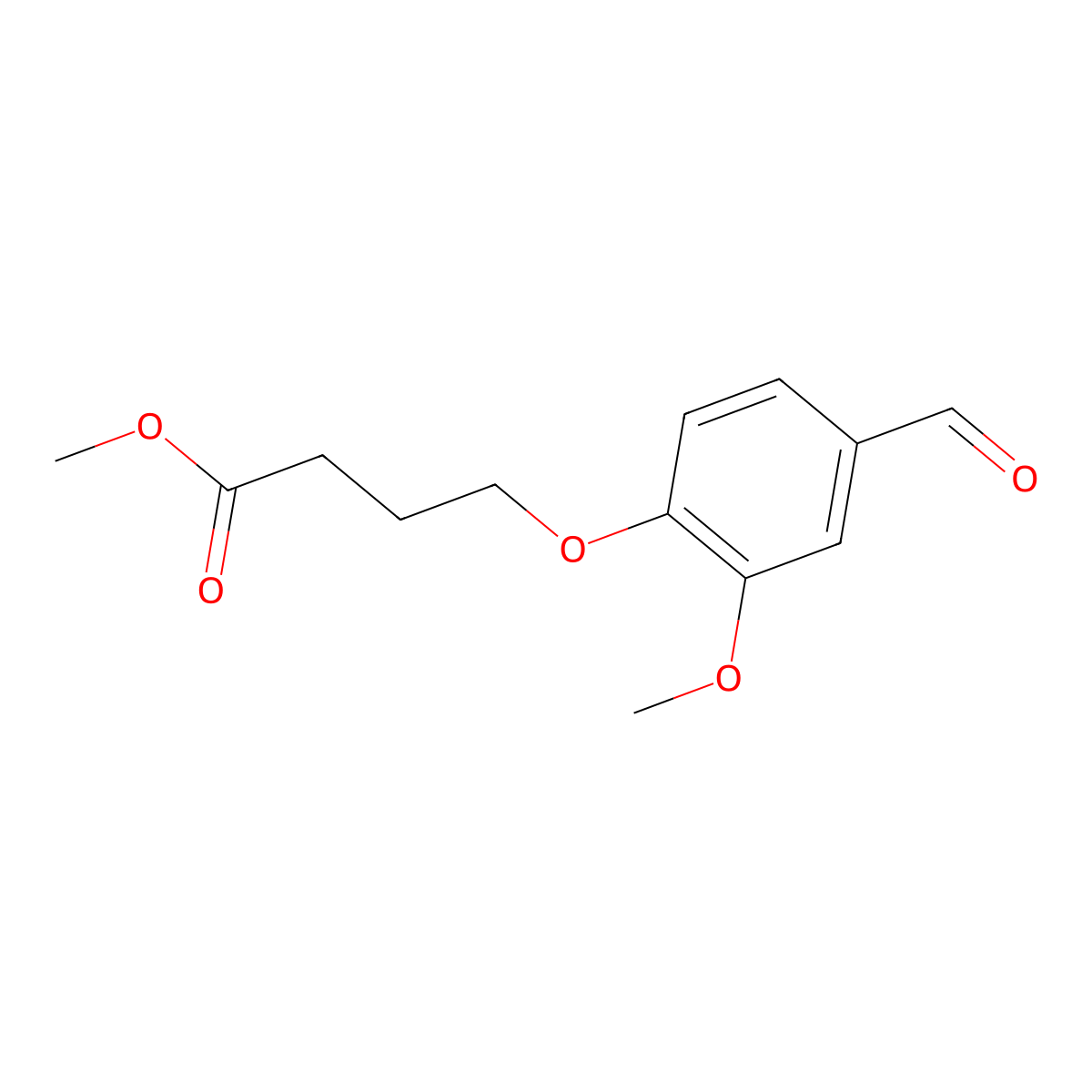 Methyl 4-(4-formyl-2-methoxyphenoxy)butanoate molecular structure, CAS 176375-41-0