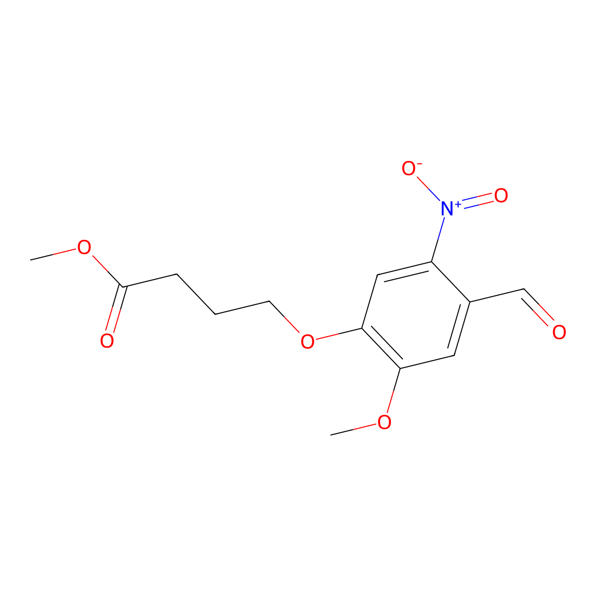 Butanoic acid, 4-(4-formyl-2-methoxy-5-nitrophenoxy)-, methyl ester molecular structure, CAS 176375-42-1