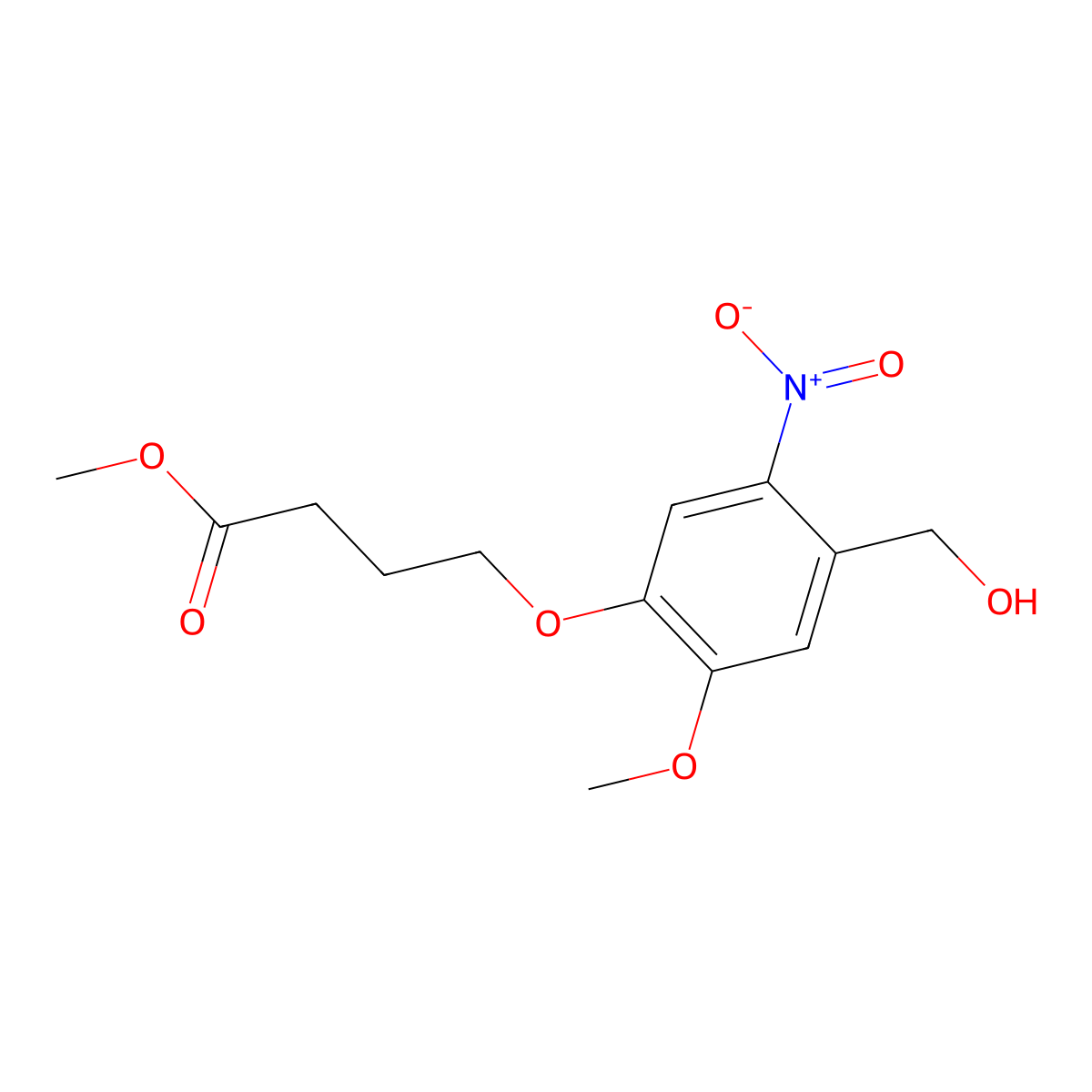 Methyl 4-[4-(hydroxymethyl)-2-methoxy-5-nitrophenoxy]butanoate molecular structure, CAS 176375-43-2