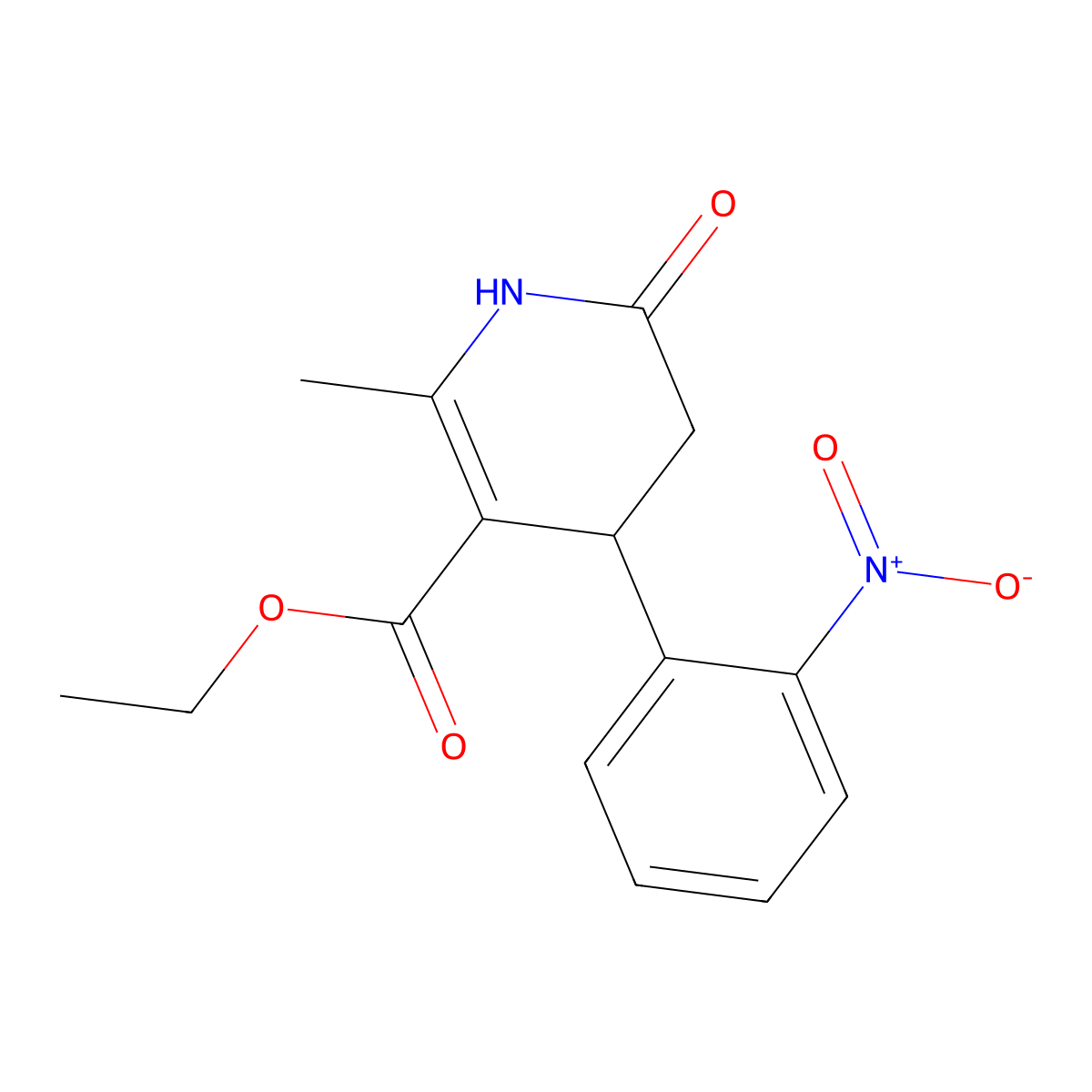 Ethyl 2-methyl-4-(2-nitrophenyl)-6-oxo-1,4,5,6-tetrahydropyridine-3-carboxylate molecular structure, CAS 176383-19-0