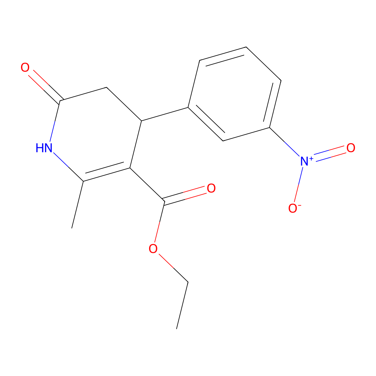 Ethyl 1,4,5,6-tetrahydro-2-methyl-4-(3-nitrophenyl)-6-oxo-3-pyridinecarboxylate molecular structure, CAS 176383-20-3