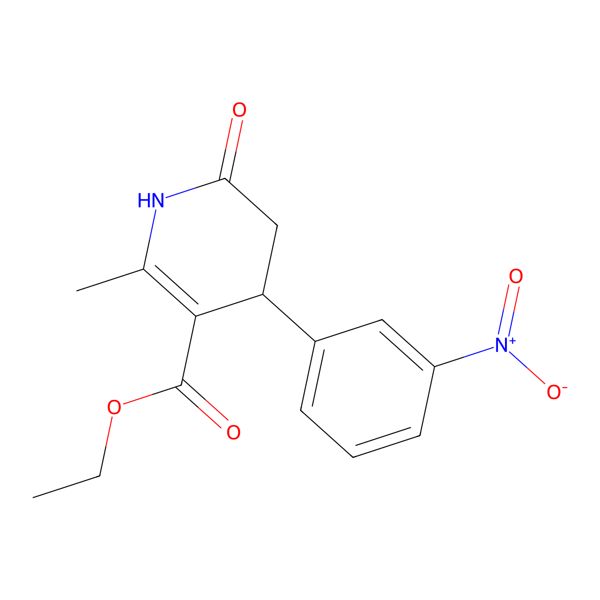Ethyl 1,4,5,6-tetrahydro-2-methyl-4-(3-nitrophenyl)-6-oxo-3-pyridinecarboxylate molecular structure, CAS 176383-20-3